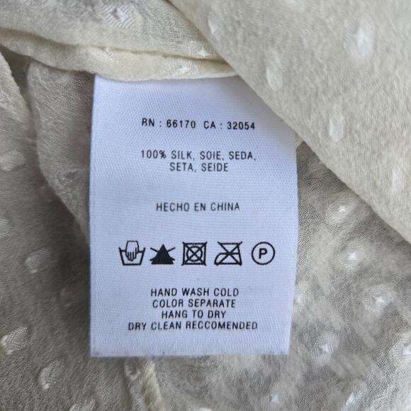 Meadow Rue Women 100% Silk Ivory Sheer Embroidered Top S Boho Romantic Festival - Picture 8 of 10